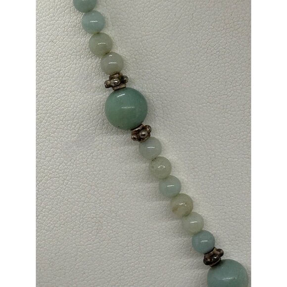 Jadeite Beaded Necklace Pendant Natural Semi-precious Stone Handcrafted 16-inch - Picture 7 of 10